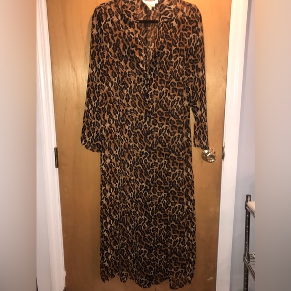 Black Maxi Dress w/Leopard Duster (missing top button) - Picture 5 of 6
